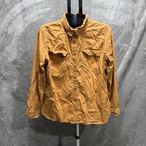 L.L.Bean L Long Sleeve Button Up Shirt Solid Mustard Yellow Workwear Casual Top